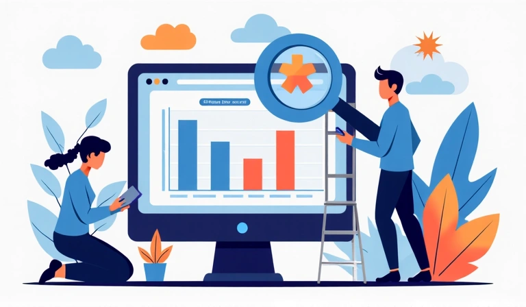 Ilustrasi analisis data dan laporan dengan grafik dan angka